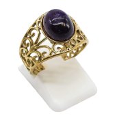 Offener Edelstahlring Amethyst