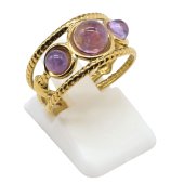 Edelstahlring Triple Amethyst