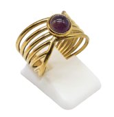 Goldener offener Edelstahlring Amethyst