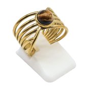 Goldener offener Edelstahlring Tigerauge