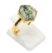 Ring aus 925er Sterlingsilber mit sechseckigem Moosachat