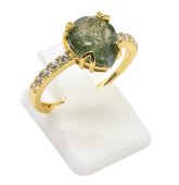 Ring aus 925er Sterlingsilber mit Moosachat-Anhänger