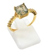 Ring aus 925er Sterlingsilber mit quadratischem Moosachat