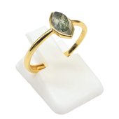 Ring aus 925er Sterlingsilber mit Marquise-Moosachat
