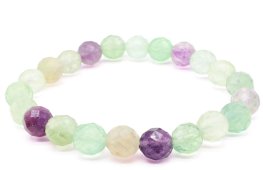 Mehrfarbiges Fluorit-Armband mit 6 mm facettierten Perlen