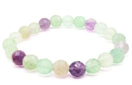 Mehrfarbiges Fluorit-Armband mit 8 mm facettierten Perlen