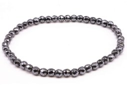 Hämatitarmband mit 4 mm facettierten Perlen