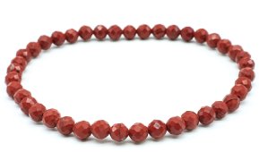 Armband aus rotem Jaspis mit 4 mm facettierten Perlen