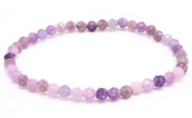 Lepidolith-Armband mit 4 mm facettierten Perlen