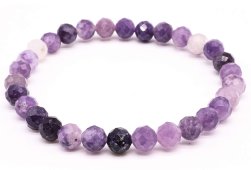 Lepidolith-Armband mit 6 mm facettierten Perlen