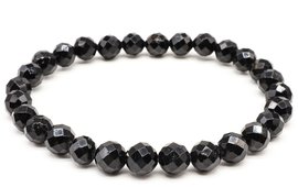 Armband aus schwarzem Turmalin mit 6 mm facettierten Perlen