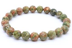 Armband aus Unakit mit 8 mm facettierten Perlen