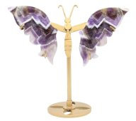 Schmetterling aus Amethyst auf einem 14 cm großen Sockel