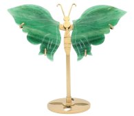 Grüner Aventurin-Schmetterling auf Sockel, 14 cm