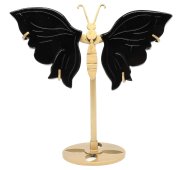 Schwarzer Obsidian-Schmetterling auf einem 14 cm großen Sockel