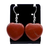 Rote Jaspis Herz Ohrringe 4cm