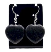 Schwarze Obsidian-Herz-Ohrringe 4cm