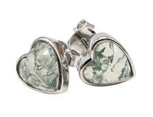 Herzohrringe aus 925er Sterlingsilber mit Moosachat