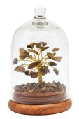 Glücksbaum Tigerauge unter Glasglocke 12cm