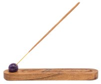 Räucherstäbchenhalter Ski + durchbohrter Amethyst 21cm