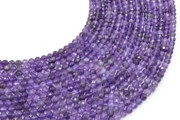 4 mm facettierte Amethystperlen an einem 38 cm langen Faden