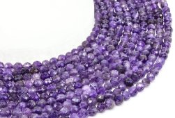 6 mm facettierte Amethystperlen an einem 40 cm langen Faden