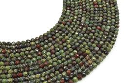 4 mm facettierte Drachenblut-Jaspis-Perlen an einem 38 cm langen Faden