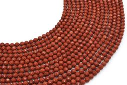 4 mm facettierte rote Jaspisperlen an einem 38 cm langen Faden