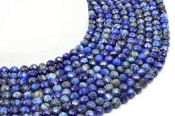 6 mm große, facettierte Lapislazuli-Perlen an einem 40 cm langen Faden