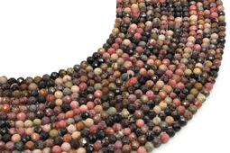 4 mm facettierte 'Black Line' Rhodonitperlen an einem 38 cm langen Faden