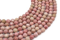 8 mm facettierte einfache Rhodonitperlen an einem 38 cm langen Faden