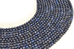 4 mm facettierte Perlen aus Blauem Saphir an einem 38 cm langen Faden